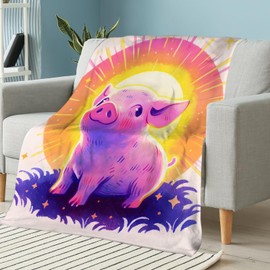 ALIFAFA Pig Blanket, Cute Pink Pig Throw Blanket, Funny Pig Gifts for Kids Boys Girls, Kawaii Pig Lovers Gifts for Christmas Birthday, Soft Cozy Pig Decor for Couch Bed Sofa Travel,50"x40"