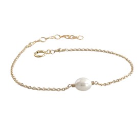 Cultured Freshwater Pearl Bracelet, Adjustable White Pearl Bracelets for Women, Bridesmaid Bracelet Bridal Jewelry Adjustable Length Real Pearl (Gold (M) 6.5-7.5 inches)
