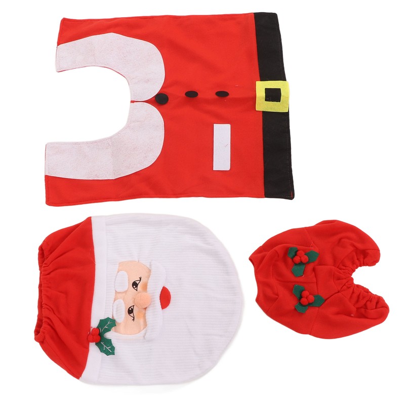 3Pcs Santa Toilet Seat Cover Rug Water And Tank Cover