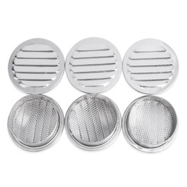 Round Aluminum Louver with Insect Screen, 2 Inches, 6-Pack