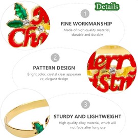KAHEIGN 8Pcs Christmas Napkin Rings, Gold Merry Christmas Napkin Holders Xmas Napkin Buckle with Rhinestone for Christmas Lunch Thanksgiving Party Holiday Wedding Table Decoration (6cm x 2.5cm)
