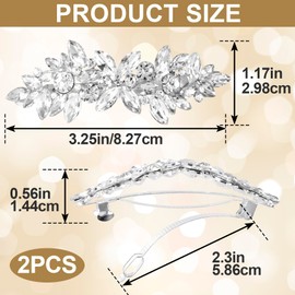 Joez Wonderful 2 Pcs Rhinestone Hair Clips, Silver Bridal Hair Accessories for Women, Sparkly Crystal Hair Pins, Fancy Flower Hair Barrettes for Wedding, Bride (Rhinestone)