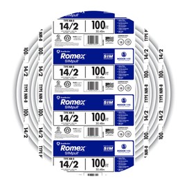 Southwire Romex Brand Simpull Solid Indoor 14/2 W/G NMB Cable 100ft Coil - SW# 28827423