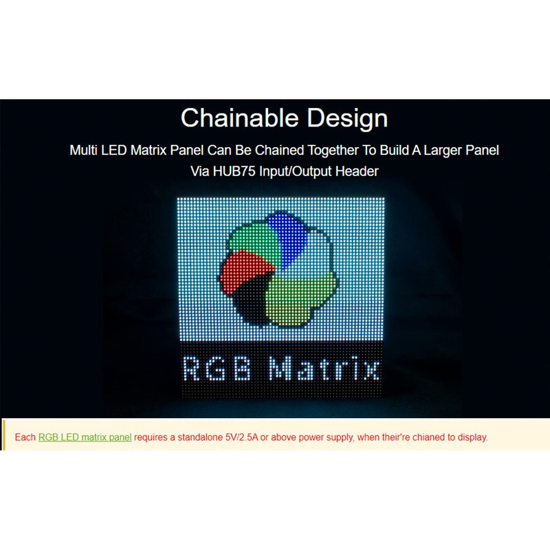 Waveshare RGB Full-Color LED Matrix Panel 64×32 Pixels Adjustable Brightness