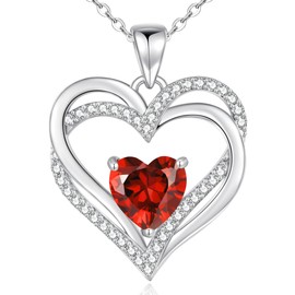 CDE Mother's Day Gifts for Women Her 925 Sterling Silver Birthstone Heart Pendant Necklaces Jewelry for Girlfriend Wife Mom