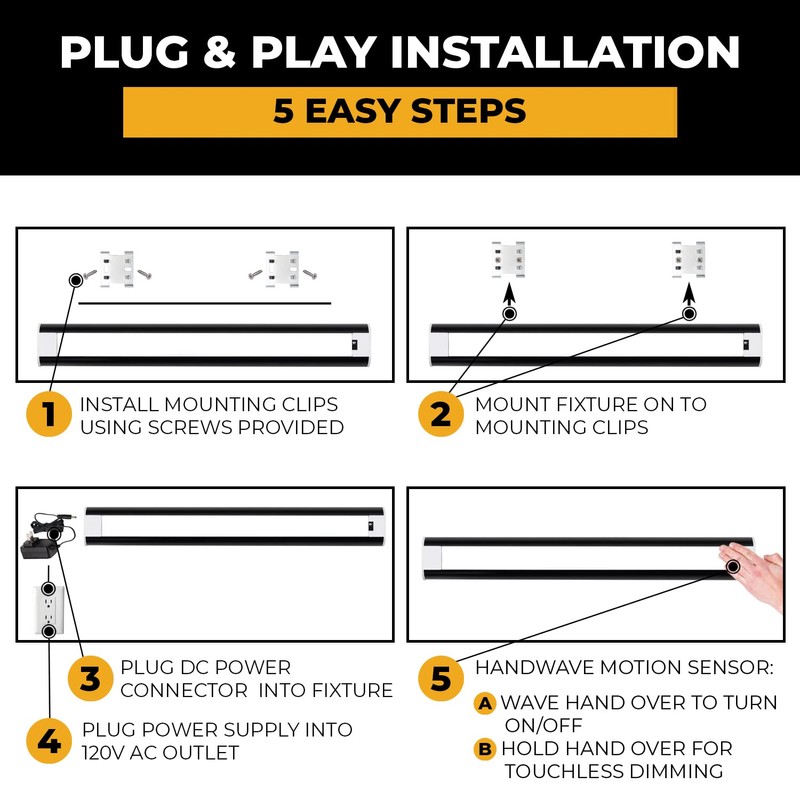 LED Hand Wave Motion Sensor Under Cabinet Lighting Plug In