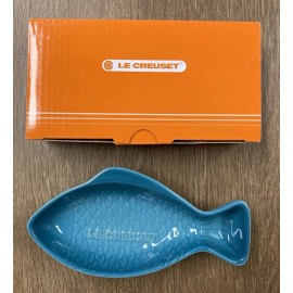 Le Creuset "Caribbean" LE CREUSET 6.5" Small Fish Dish Stoneware NWT Mini Fish-Shaped