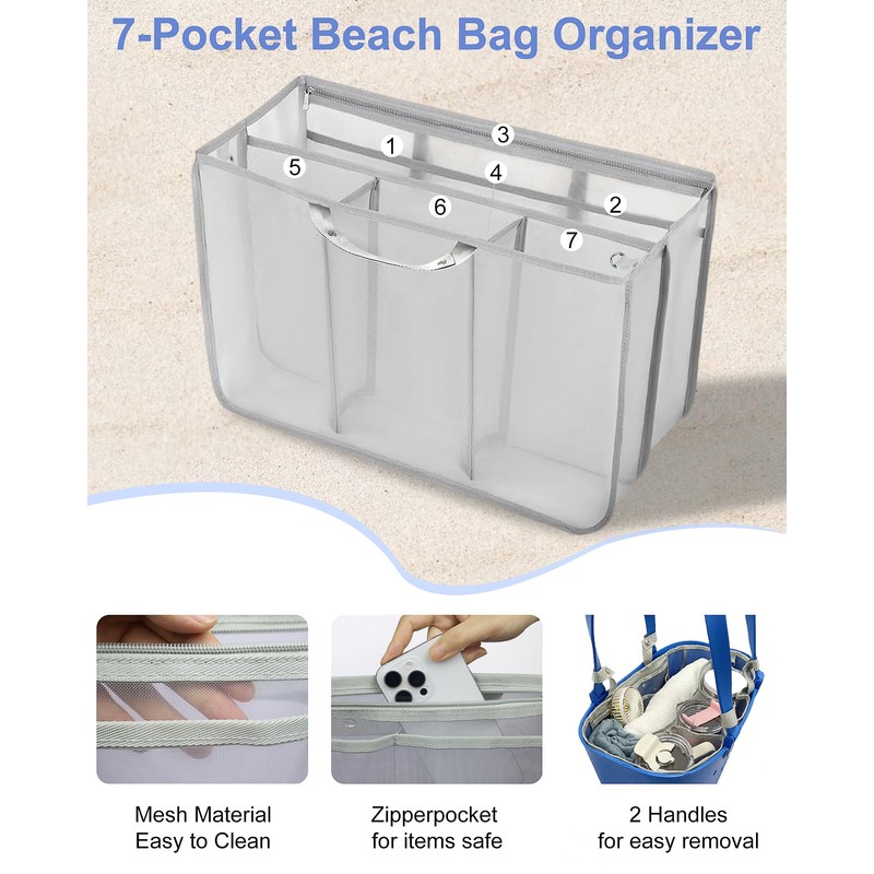 Beach Bag Organizer Inserts Compatible with Extra-Large Simple Modern Accessories