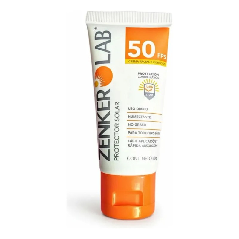 Bloqueador Protector Solar Zenker Lab Fps 50+ Crema 60 Ml