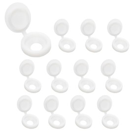 Pocoxll 100 White Plastic Hinged Screw Caps, Fold Screw Snap Covers Flip Tops for Decorative and Protective Use (Small)