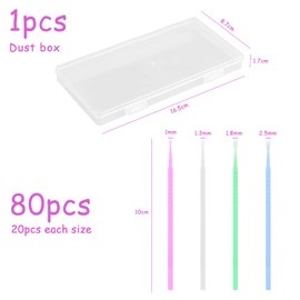80 Pieces Paint Swabs Set Fine Brush Paint Swabs Are Available in 4 Sizes 1.0mm 1.5mm 2.0mm 2.5mm Four Colors Purple White Green Blue for Paint Repair with Storage Box