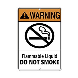 Aluminum Vertical Metal Sign Multiple Sizes Warning Flammable Liquid. Do Not Smoke. Hazard Smoking & Stickers With Border Weatherproof Street 12x18Inches
