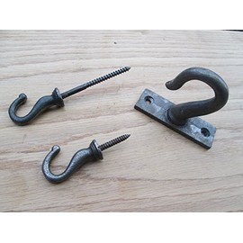IRONMONGERY WORLD® CAST Iron Ceiling Hook Light Chandelier Hooks Plant Hanging Basket Hanger Hook (Small Screw)