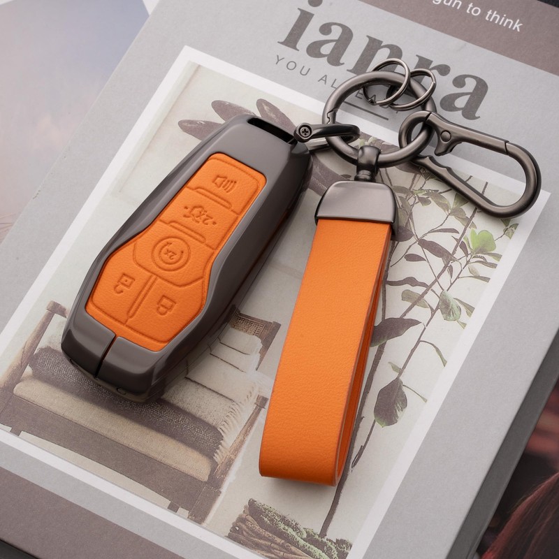 Qunzes Key Fob Cover with Heavy-duty Keychain for Ford F150