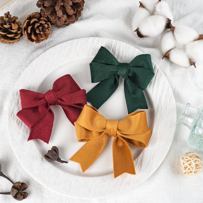 Sifleur Velvet Ribbon, Red Green Gold 1 Inch x 15Yd