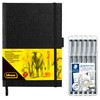 Idena 90347 Sketchbook DIN A5 with 160 Pages Blank Includes 6 Staedtler Fineliner Pigment Liner with Metal Tip in 6 Line Widths