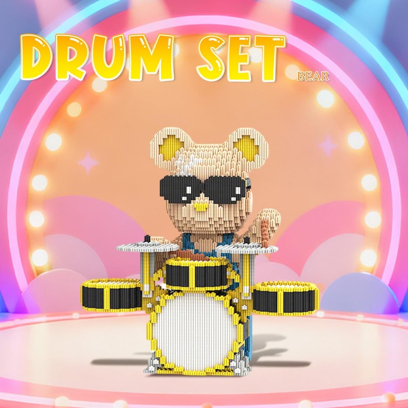 DAHONPA Drum kit Cool Bear Micro Animal Building Blocks Set