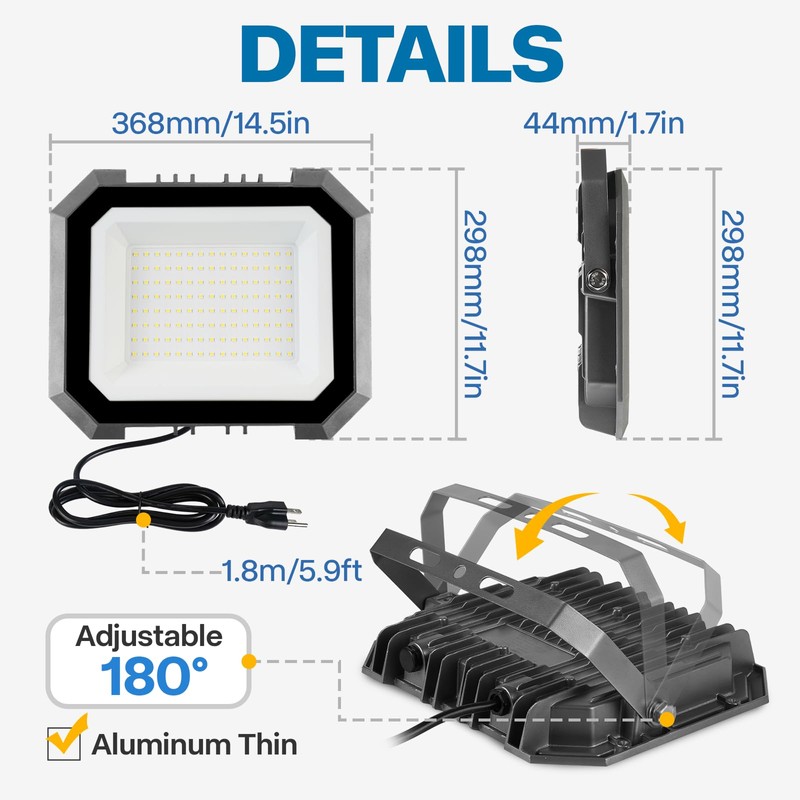 Leddictive 2 Pack LED Flood Lights Outdoor, 200W 20000LM Super