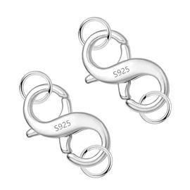 Sterling Silver 925 Chain Clasp, ALEXCRAFT 2 Pieces Silver Double Lobster Clasp Jewellery Clasp Lobster Scissors Clasp for Necklace Bracelet Chain Pendant Accessories Jewellery Making