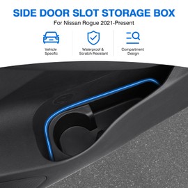 Canvcle Car Door Side Storage Box and Trash Can for 2021-2025 Nissan Rogue Accessories Front Door Insert Tray Organizer Door Slot Storage Protector Garbage Bin with Trash Bags 4PCS
