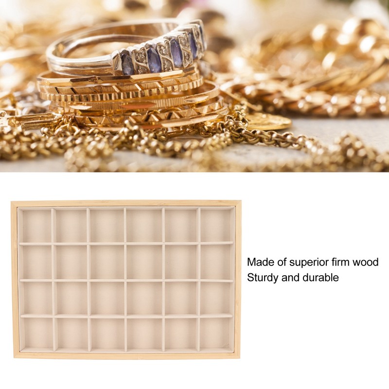 Jewelry Storage Display Trays Multipurpose 24 Grids Jewelry Tray for