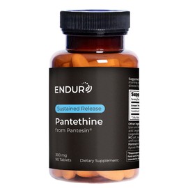 Endur Pantethine from Pantesin, Liver Function & Healthy Cholesterol Balance Supplement, Sustained Release Formula, Gluten Free, 300mg (90 Tablets)