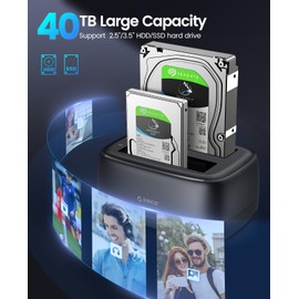 ORICO Dual Bay External Hard Drive Docking Station USB 3.0 to SATA with Duplicator/ Offline Clone Function 3.5''HDD Dock for 2.5/3.5 inch HDD SSD Plug&Play Support UASP Max Up to 40TB-DD28U3