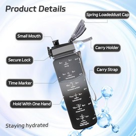 EYQ 500ml Trinkflasche, Wasserflasche, Tritan BPA Free Auslaufsicher Sport Flasche, Sportflasche mit Zeitmarkierung für Schule Fitness Gym Sport