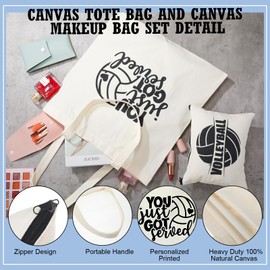 Huhumy 18 Pcs Volleyball Basketball Gifts Cosmetic Bag Canvas Tote Bags Set for Teen Makeup Players Teams(Volleyball)