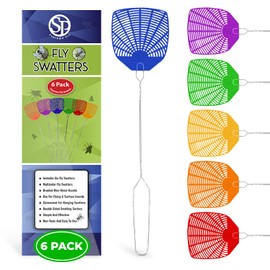 Supreme Bug & Fly Swatter 6-Pack – Braided Metal Handle 6 Pack Fly Swatters, Multi Pack Colors, – for Indoor/Outdoor – Flyswatter
