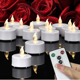 Paichi Tea Lights Candles Battery Operated with Remote Control, 24Pcs Flickering Flameless Candle with Timer, Long Lasting 400+ Hours Led Electric Candle for Home Decor, Wedding, Party (WarmWhite)