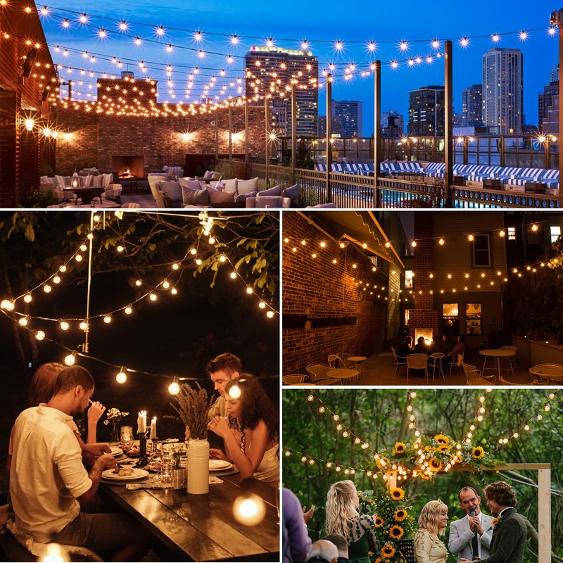 Mlambert 300Ft(3x100Ft) LED Outdoor String Lights Dimmable Waterproof G40 Globe