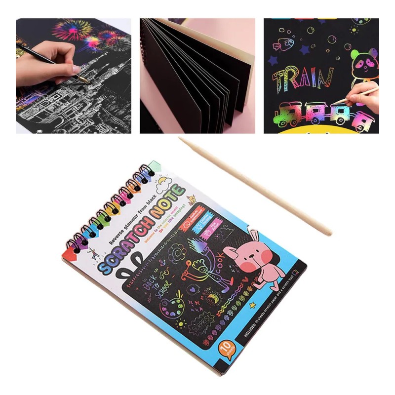 Juego De Notas Artísticas De Papel Para Rascar, Hojas Azul