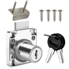 Cabinet Drawer Lock Furniture Locker Lock【Keyed Alike】 All Keys for This Product are Universal. (Hole Diameter 0.75inch/19MM) for Door Panels with A Thickness of 17-22 mm. [Silver 1 PCS]
