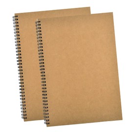 A4 Sketchbook, Pack of 2, 160 GSM Spiral Bound Sketchpad, 140 Pages Drawing Sketchbook, Kraft Cover, Blank Paper Sketch Notebook for Artists, Watercolour, Children, Adults, Landscape Painting
