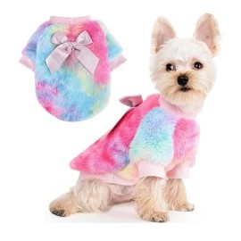 Unbranded Med Tie Dye Dog Sweater Fall Winter Warm Dog Clothes Medium Dogs Boy Girl Fleece