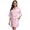 season dressing Women Satin Kimono Short Floral Satin Robe Bridesmaid