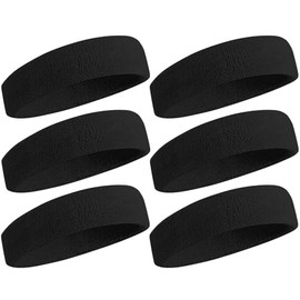 Sweatband Sport Headband for Men & Women Moisture Wicking Athletic Cotton Terry Cloth Sweatband for Tennis, Basketball, Running, Gym, Working Out,Performance Stretch & Moisture Wicking (Black)