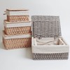 Rattanzenith Wicker Basket with Lid Paper Rope Storage Baskets for