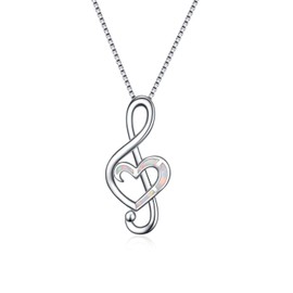 WINNICACA Music Note Opal Necklace Sterling Silver Necklace for Women Girls Gifts, Sterling Silver, Created Opal