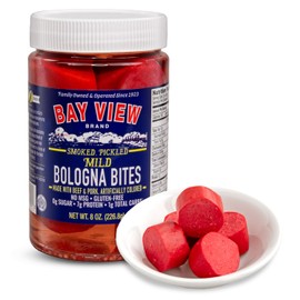 Bay View Smoked Pickled Polish Sausage, No MSG, Gluten Free, No Soy, 0g Sugar, 7g Protein, Hardwood Smoked, Mouthwatering Pickled Snack (Mild Bologna, 8oz)