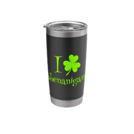 I Love Shenanigans St Pattys Day Green Stainless Steel Insulated Tumbler