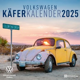 arti promotion - Volkswagen Beetle Calendar 2025 Brochure Calendar, 30 x 30 cm, Calendar with Various Illustrations of VW Beetle, with Bucket List and International Holiday Aqgem, with Hanger