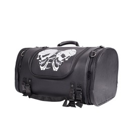 Medium Motorcycle Sissy Bar Bag with Reflective Skulls and Rain Cover