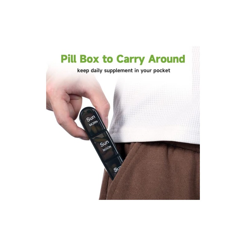 Daviky Pill Organizer 3X a Day, Weekly Pill Box 7