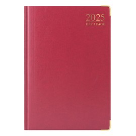 1ABOVE Premium Quality 2025 Diary | A4 Day to Page Diary | Hardback Gilt Edges Metal Corners for Home and Office Use (Red)