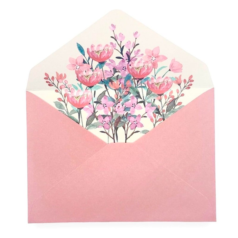 Letter Set, Floral Pattern, Diamond Pasting Envelopes, 6 Sheets, 12