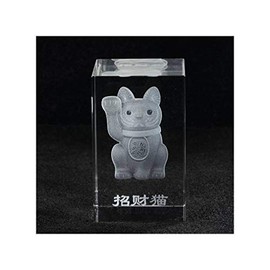 lachineuse Japanese Maneki Neko Cat 3D Crystal Decoration