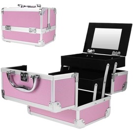 Estuche de Maquillaje Profesional de 3 Niveles con Espejo, Organizador de Joyas