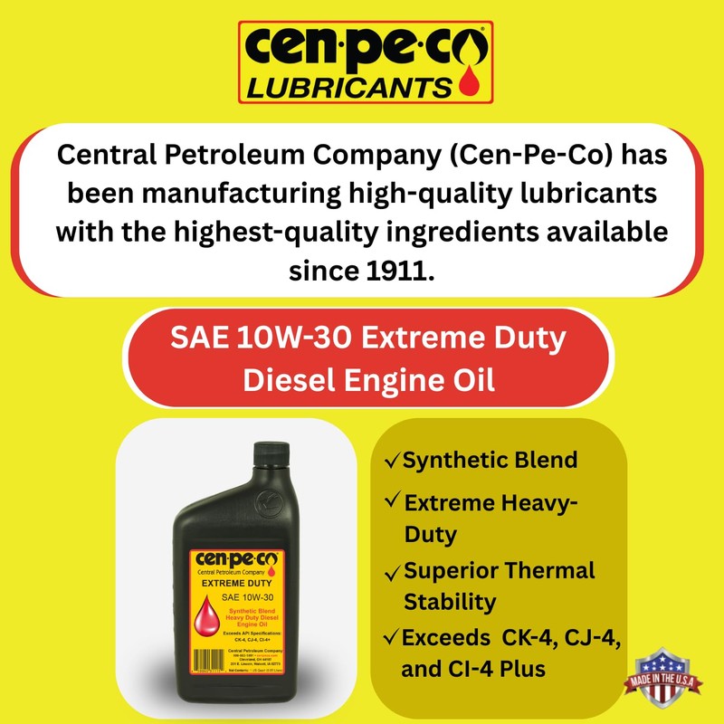 Cen-Pe-Co SAE 10W30 Extreme Duty Diesel Performance Engine Oil |